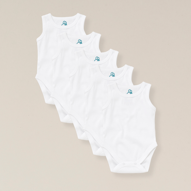 The Original No Sleeve Bodysuit 5Pk - White
