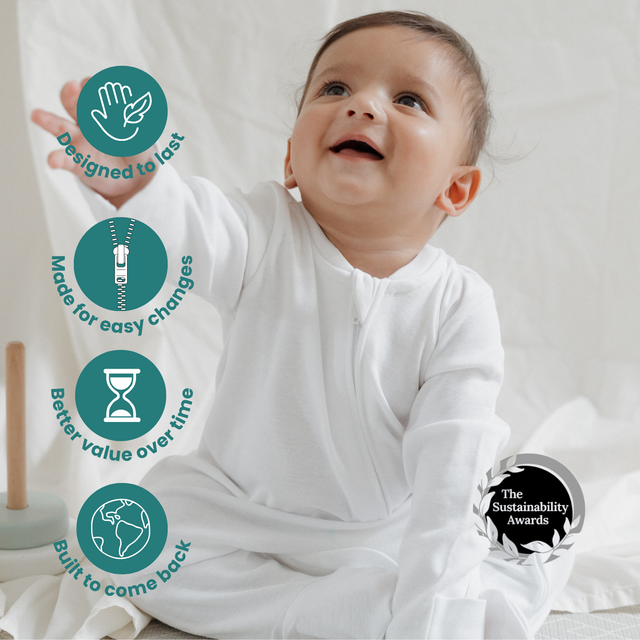 Organic Cotton Baby Sleepsuit - 3 Pack - White