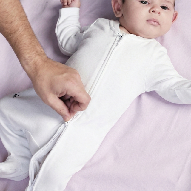 Organic Cotton Baby Sleepsuit - 3 Pack - White