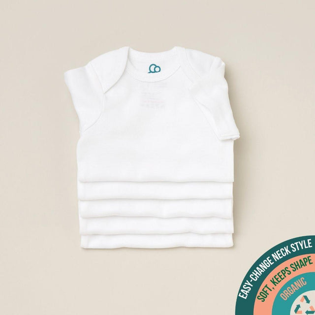 The Original Short Sleeve Bodysuit 5Pk - White - Sprootbaby