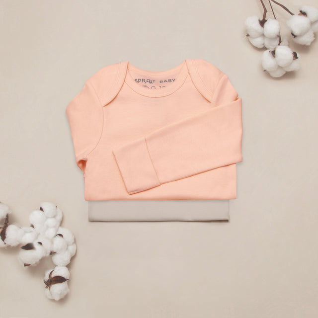 Long Sleeve Bodysuit 2Pk - Seashell/Sand - Sprootbaby
