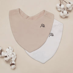 Baby Bib 2Pk - White/Sand