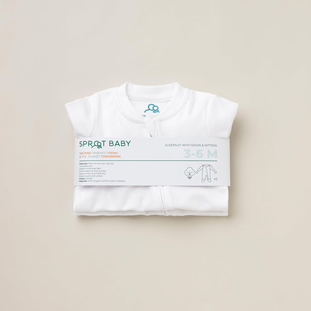 The Original Sleepsuit 3Pk - White - Sprootbaby
