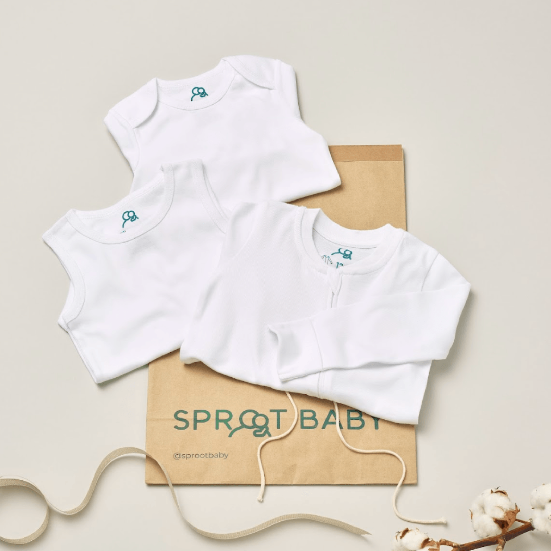 Organic Cotton Baby Essentials Set - Sleepsuit, Bodysuit & Vest