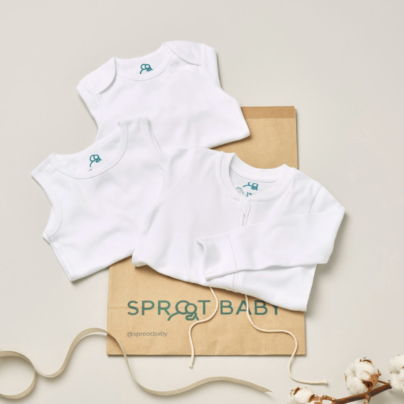 Organic Cotton Baby Essentials Set - Sleepsuit, Bodysuit & Vest
