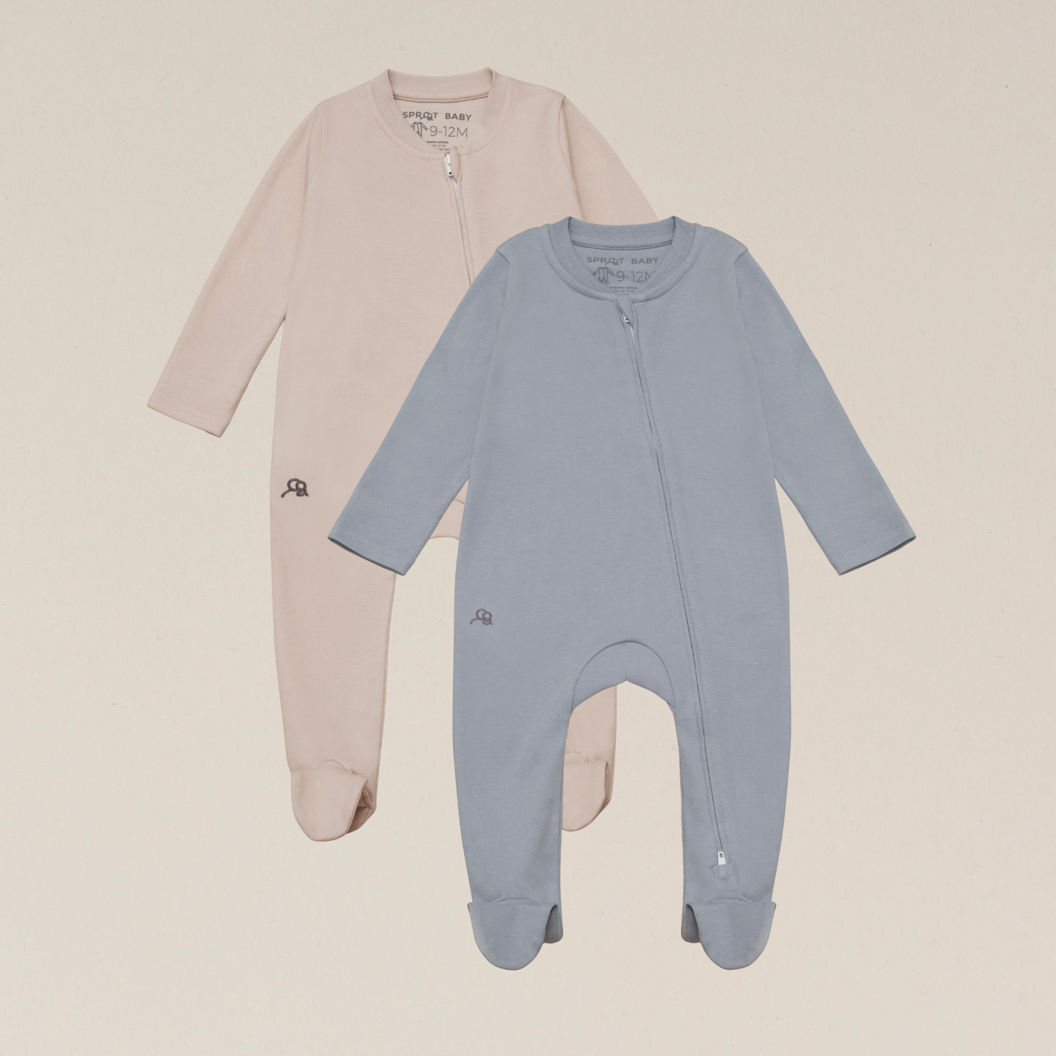 Organic Cotton Baby Sleepsuit - 2 Pack - Ocean/Sand