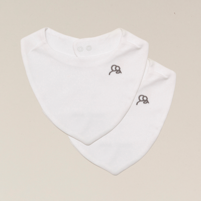 Organic Cotton Baby Bib Set - 2 Pack - White