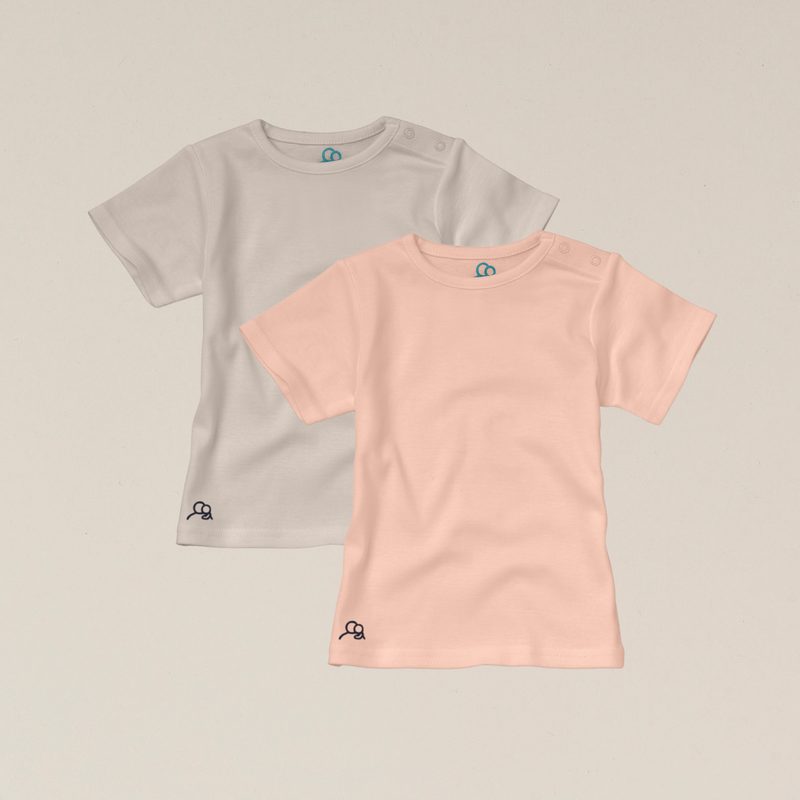 Organic Cotton Baby T-Shirt - 2 Pack - Seashell/Sand