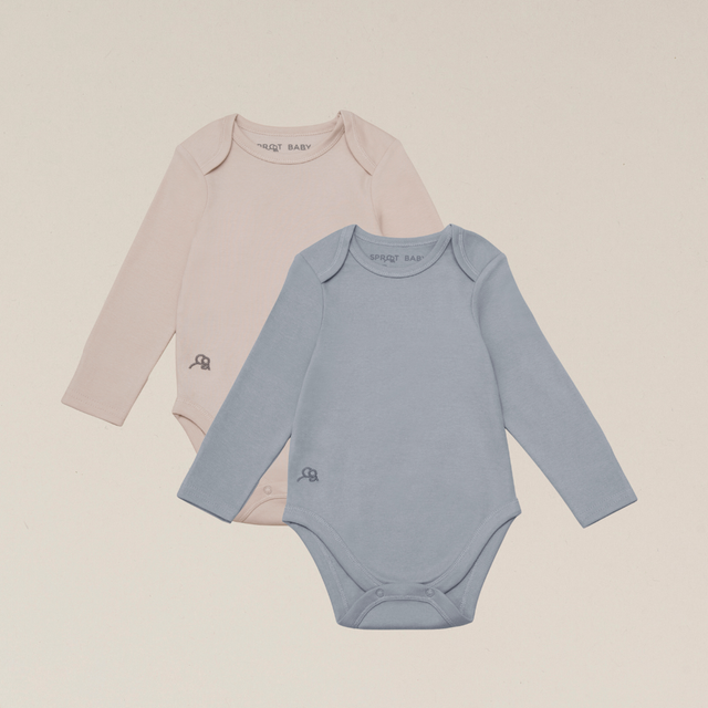 Long Sleeve Bodysuit 2Pk - Ocean/Sand