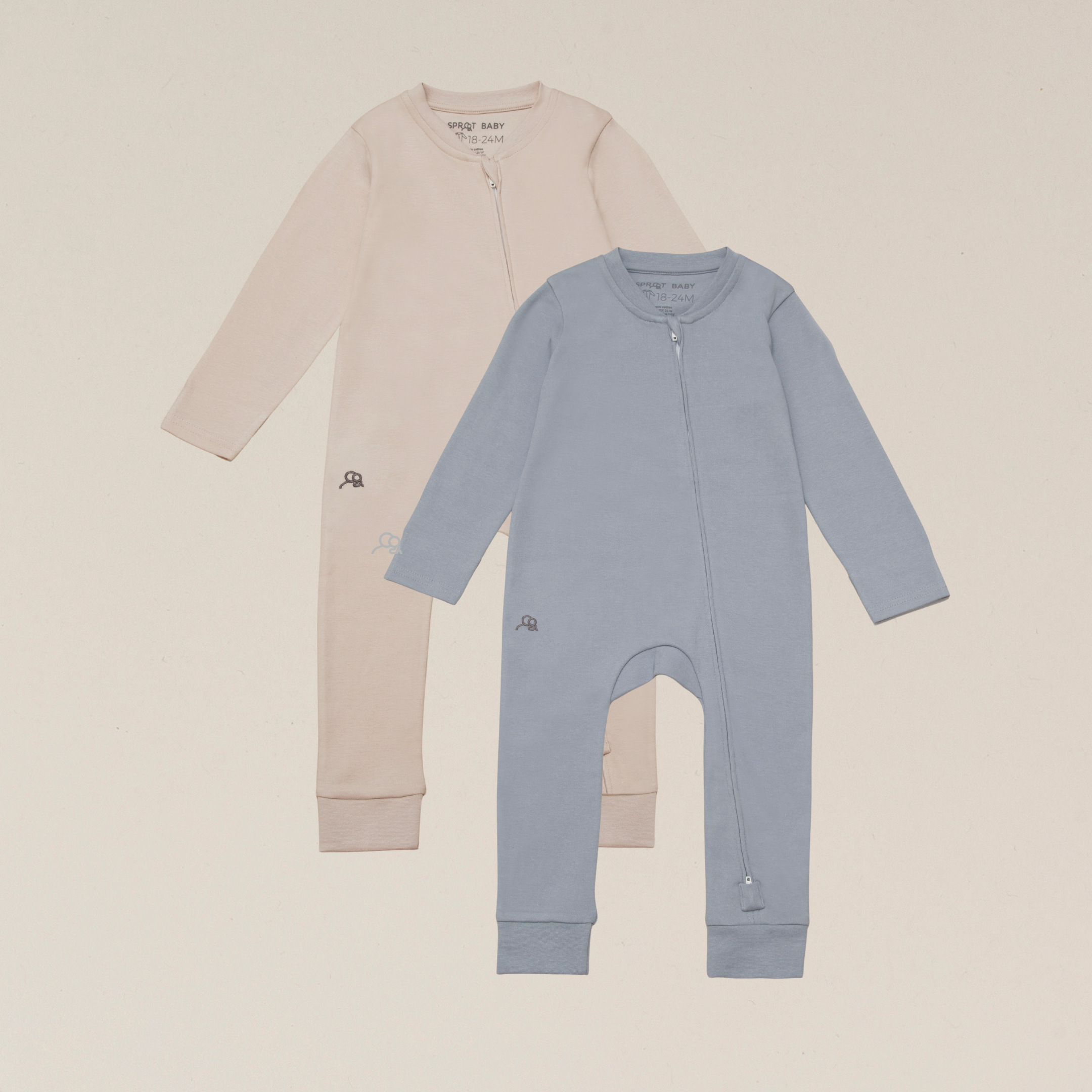 Organic Cotton Footless Baby Sleepsuit - 2 Pack - Ocean/Sand