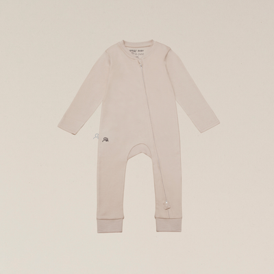 Organic Cotton Footless Baby Sleepsuit - Sand