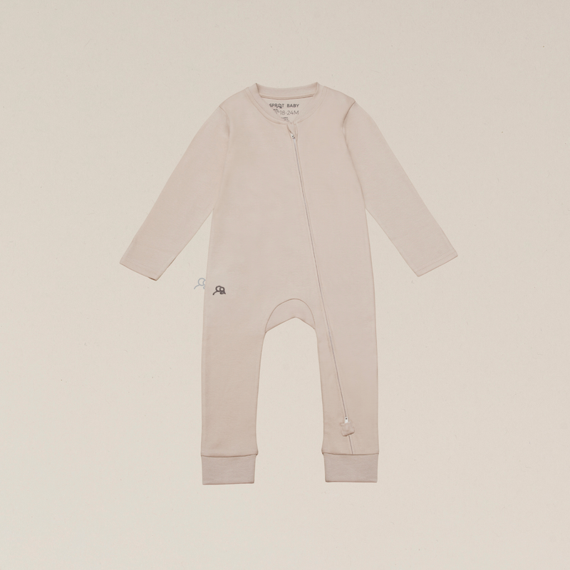 Organic Cotton Footless Baby Sleepsuit - Sand