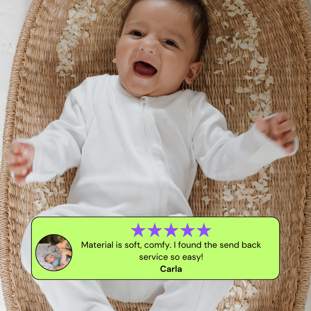Organic Cotton Baby Sleepsuit - 3 Pack - White