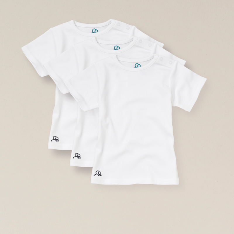Organic Cotton Baby T-Shirt - 3 Pack - White