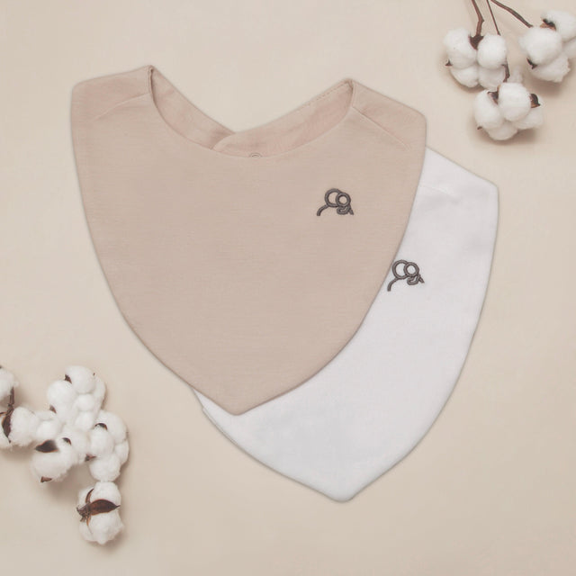 Gift Baby Bib 2Pk - White/Sand - Sprootbaby